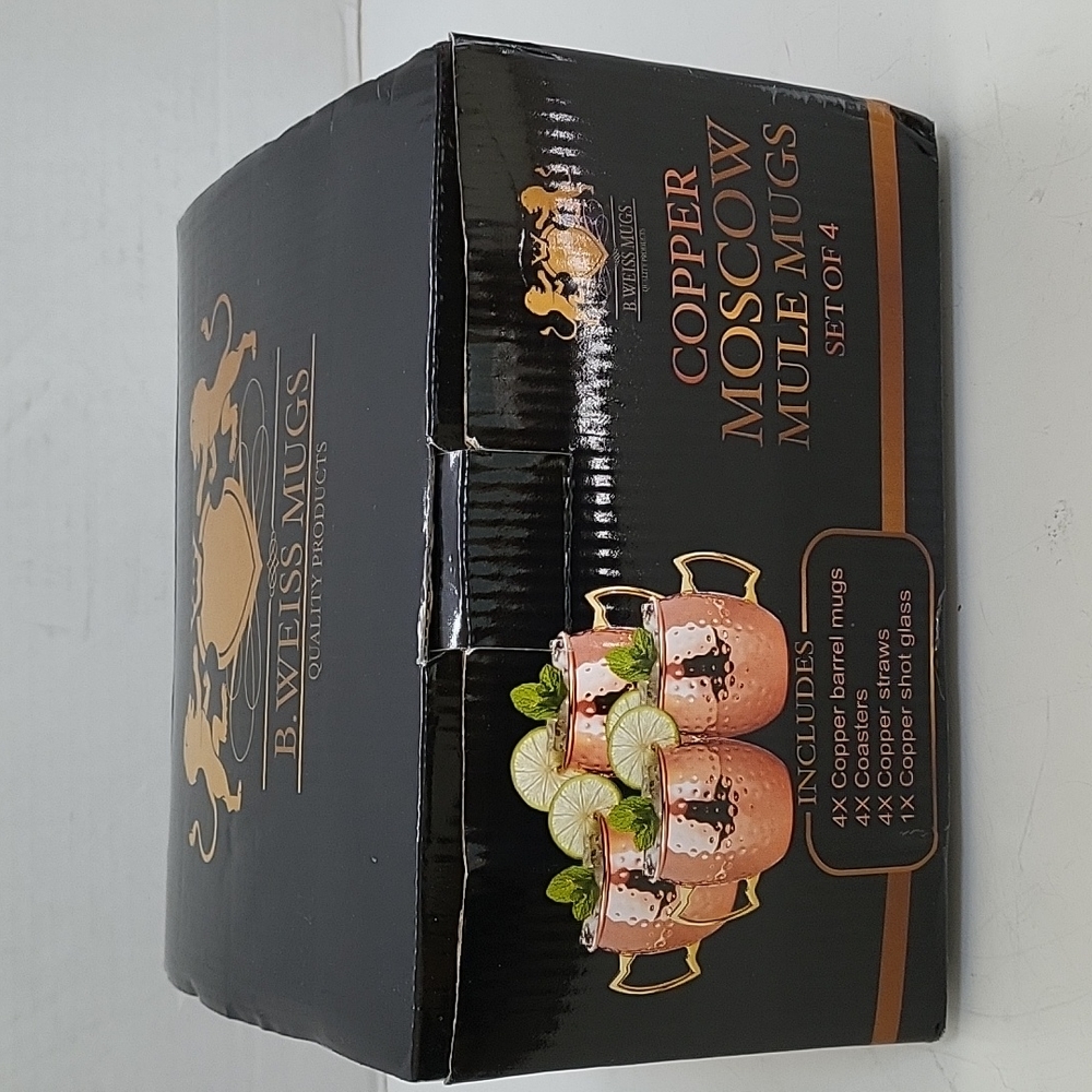 Moscow Mule 100% pure Copper Mugs - Set of 4 - HANDCRAFTED - Food Safe New - Picture 3 of 12